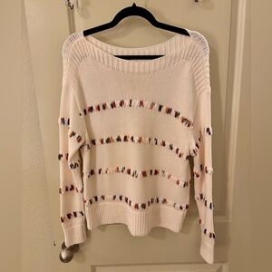 Lou & Grey for LOFT Rainbow Stitch Cotton Sweater - Artsy, quirky, unique